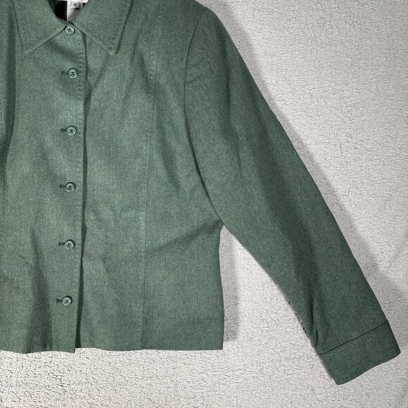 VNTG Pendleton Structured Jacket Women Size 12 Full Button Green Virgin Wool USA - Picture 3 of 14